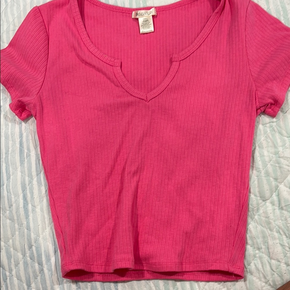 Hot Kiss Pink Ribbed Women's Top